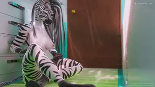 Zebra futa cums in the bathroom (Thinecrawler)