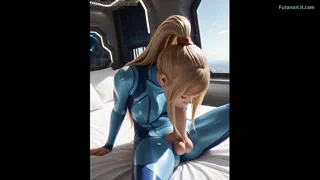 Futanari Samus Autofellatio