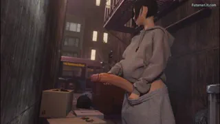 Mae couldn't resist to not jerk off in public Futanari  (Artist:ebashuchan)