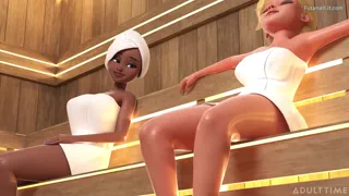 She couldn't resist touching herself in the sauna when she caught a glimpse of it Futanari